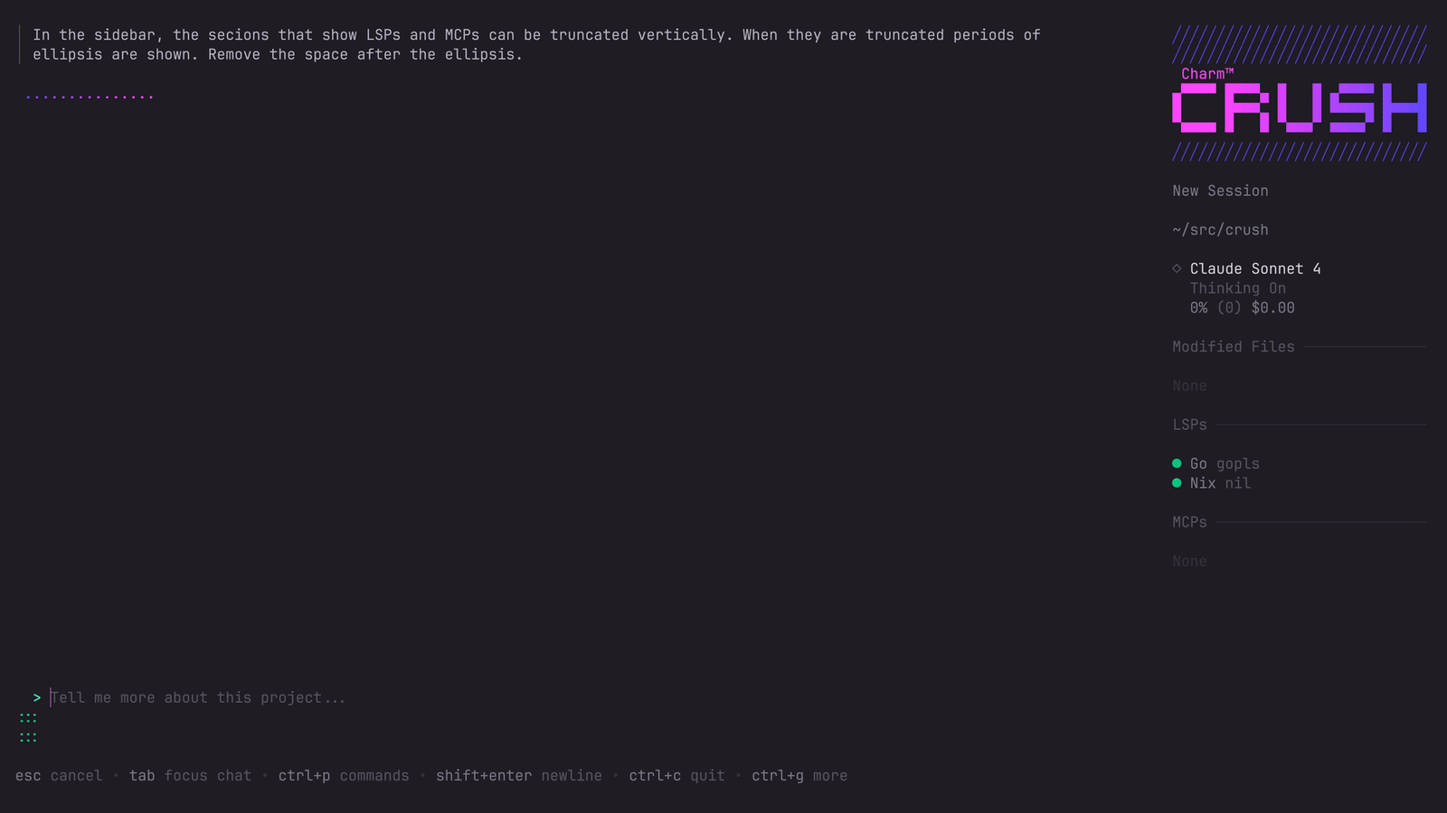 Crush CLI interface.